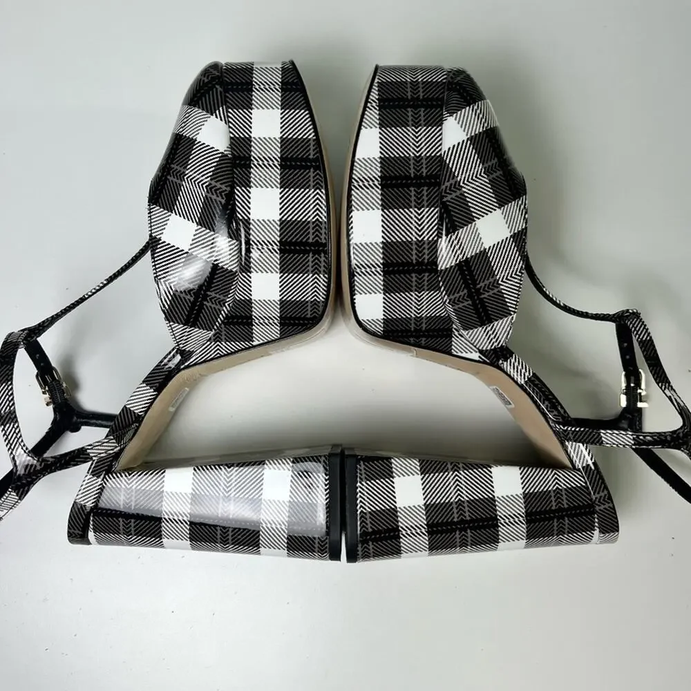 Larroude Pixie Plaid Pumps in Black Motif 7.5